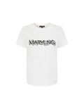 MARYLING Round Neck Short Sleeve Hand-Lettered Logo T-Shirt
