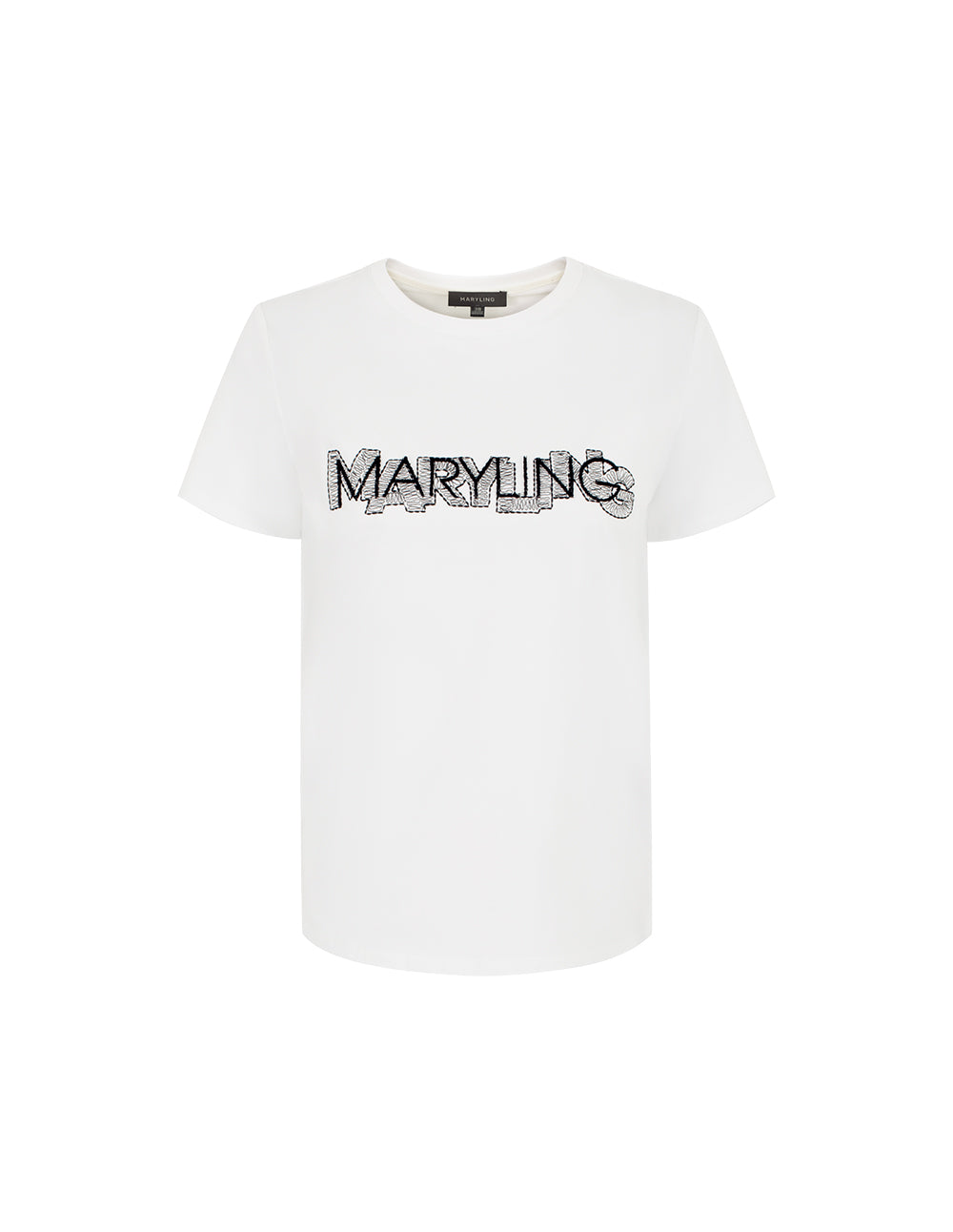 MARYLING Round Neck Short Sleeve Hand-Lettered Logo T-Shirt