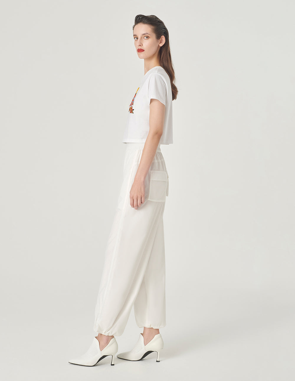 MARYLING White Embroidered Short T-Shirt