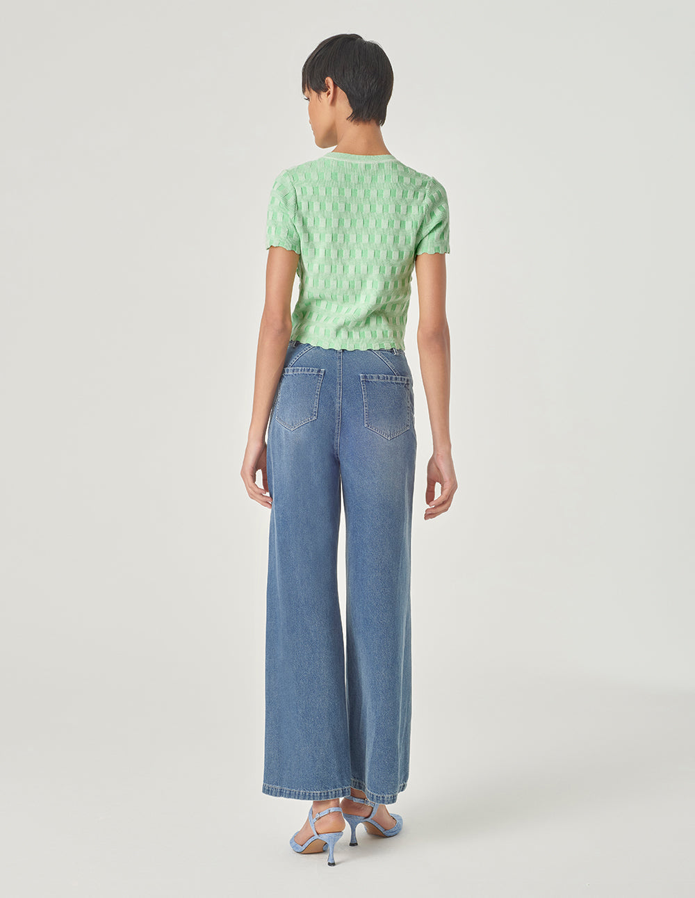 MARYLING Plaid Knit T-Shirt