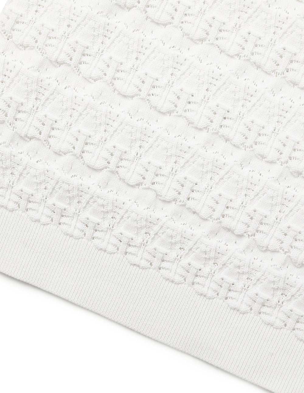 MARYLING Crew-Neck Short-Sleeved Pointelle Knit T-shirt